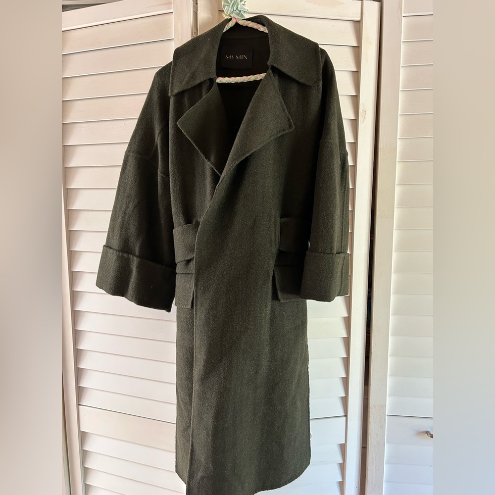Ms. MIN dark khaki military flannel coat